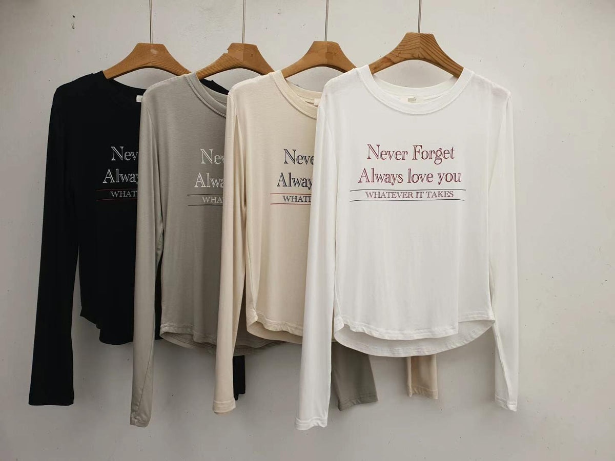 🌸韓國東大門2024FW🍁🍂彈力軟身棉字母print tee | 預訂約2-3星期（自行備註顏色） 娉婷貿易公司 Exquisite Beauty Trading Company