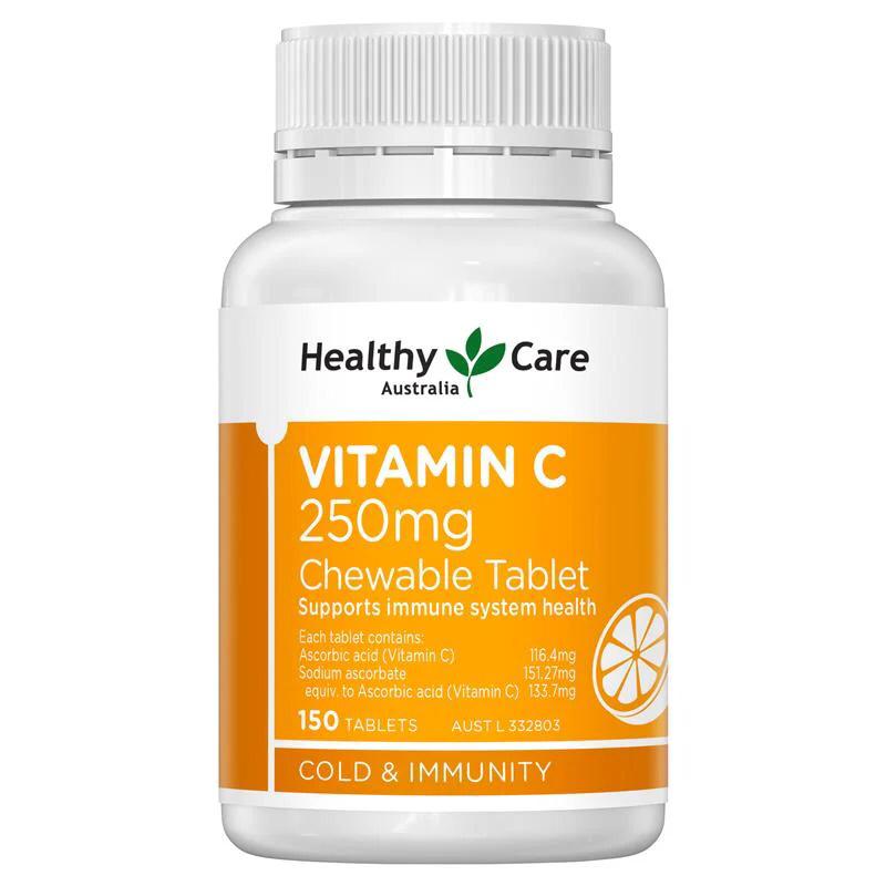 供應商現貨🌸澳洲Healthy Care 維他命C 250mg 咀嚼片150粒 (2件/套) | 落單後約3-5個工作天寄出 娉婷貿易公司 Exquisite Beauty Trading Company