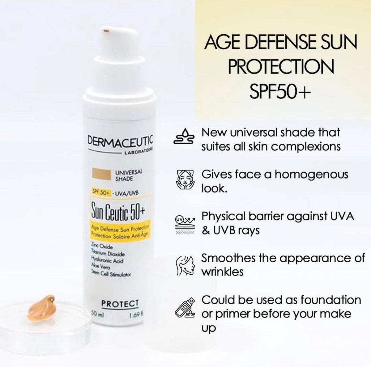 現貨💫DERMACEUTIC SUN CEUTIC 50+ TINTED 激活因子有色防曬SPF+ 50ML (香港行貨標籤) | 落單後約3-5個工作天寄出 娉婷貿易公司 Exquisite Beauty Trading Company