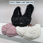 售完即止🌸韓國代購🇰🇷💜NERDY💜 PLEATS RIBBON 2WAY HOBO BAG | 預訂約2-3星期 娉婷貿易公司 Exquisite Beauty Trading Company