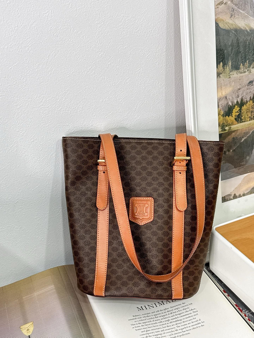 🌸日本中古品代購 Celine棕花凱旋門長款水桶包 | 預訂約2-3星期 娉婷貿易公司 Exquisite Beauty Trading Company