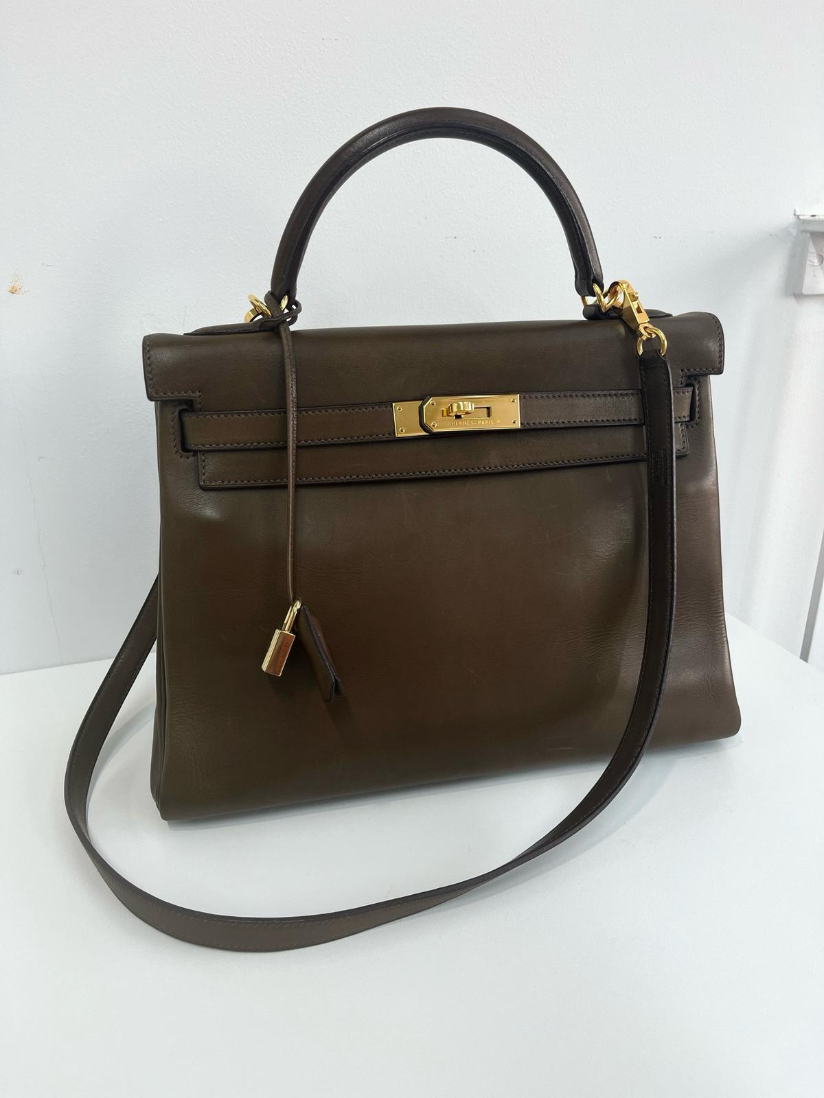 🌸日本中古品代購 愛馬仕馬鞍皮金扣雙環Kelly 32橄欖綠大全套/框E刻01年/馬鞍皮/橄欖綠 | 預訂約2-3星期 娉婷貿易公司 Exquisite Beauty Trading Company