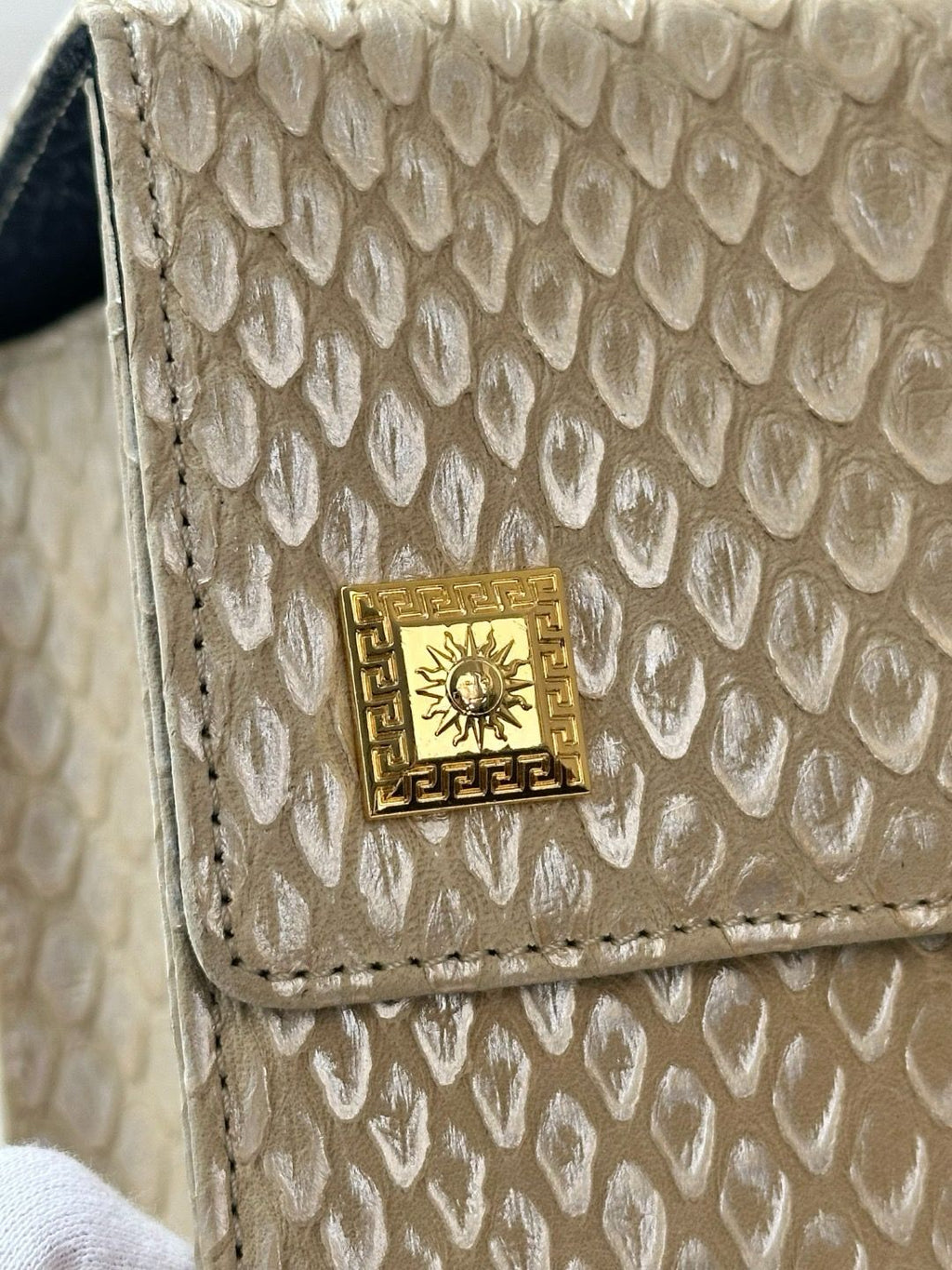 🌸日本中古品代購【稀有】VERSACE 范思哲化妝包壓紋皮革手提包 | 預訂約2-3星期 娉婷貿易公司 Exquisite Beauty Trading Company