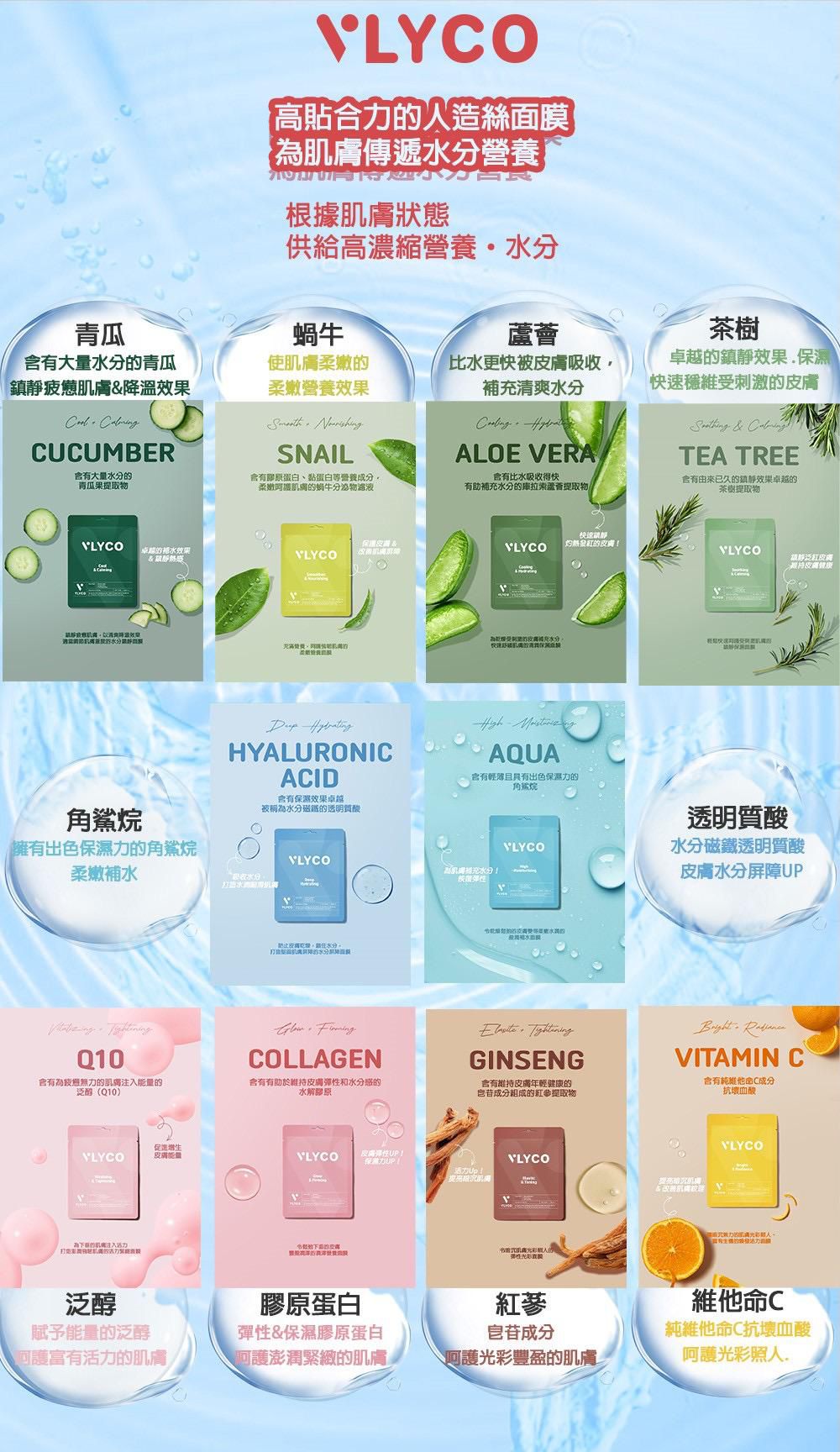 🌸VLYCO高濃縮水分面膜 | 預訂約2星期(自行備註款式) 娉婷貿易公司 Exquisite Beauty Trading Company