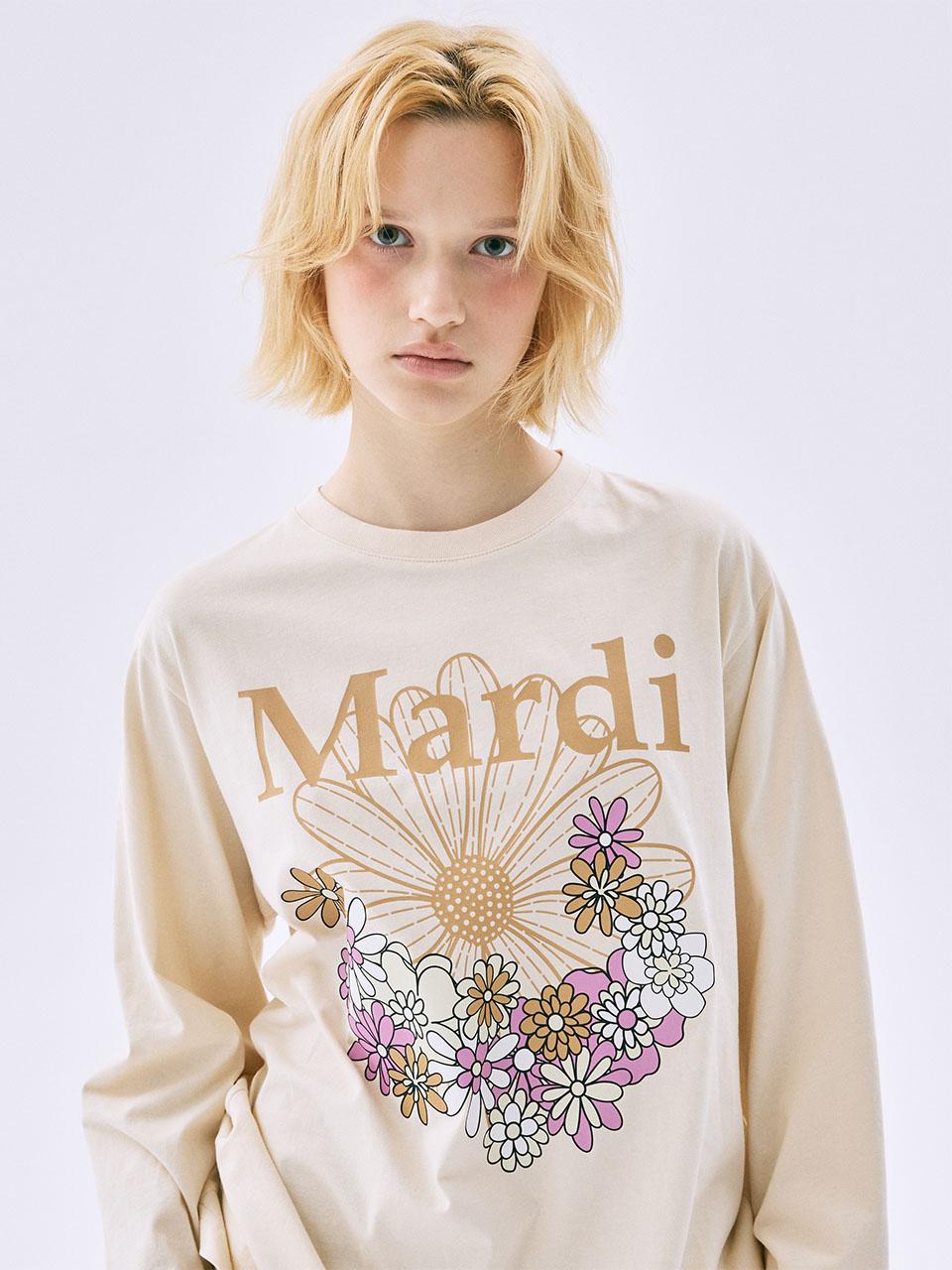 20/10截，長期訂貨🌸Mardi Mercredi 韓國專門店/免稅店 2025年最新款Tee 折扣優惠💕Mardi Mercredi [10/28 순차배송] TSHIRT LONG SLEEVE FLOWERMARDI JARDIN_BUTTER PEANUT | 預訂約3-4星期 娉婷貿易公司 Exquisite Beauty Trading Company