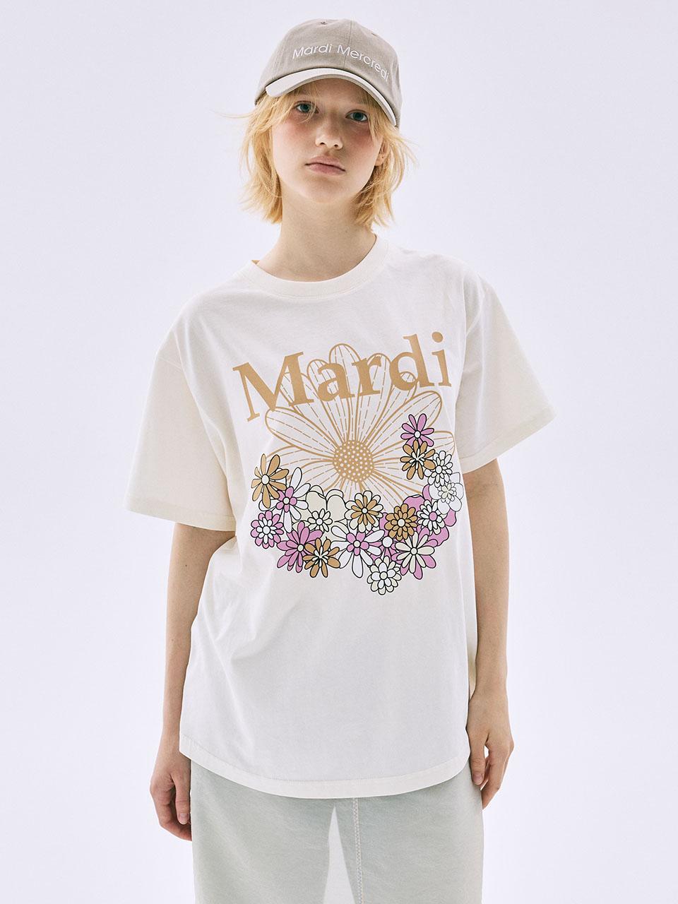 20/10截，長期訂貨🌸Mardi Mercredi 韓國專門店/免稅店 2025年最新款Tee 折扣優惠💕新上市🆕彩色碎花系列😍Mardi Mercredi TSHIRT FLOWERMARDI JARDIN_CREAM PEANUT | 預訂約3-4星期 娉婷貿易公司 Exquisite Beauty Trading Company