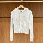 售完即止🌸🇰🇷Marithe W LACE APPLIQUE CROP HOODIE ZIPUP | 預訂約3-4星期 娉婷貿易公司 Exquisite Beauty Trading Company