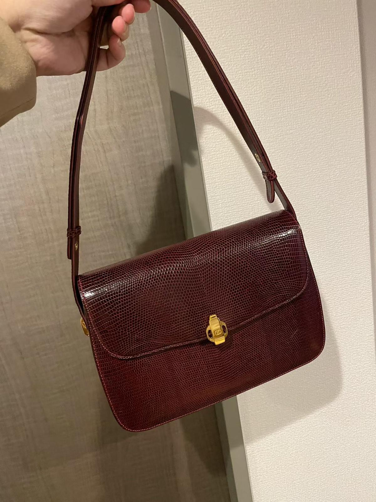 🌸日本中古品代購 Gucci vintage酒紅蜥蜴box | 預訂約2-3星期 娉婷貿易公司 Exquisite Beauty Trading Company