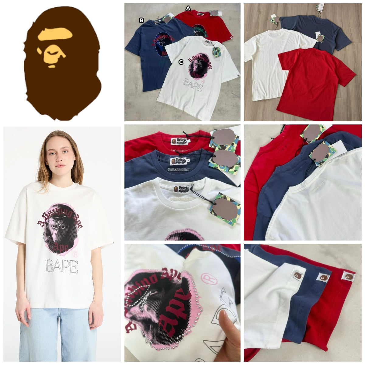 【24小時網站自助下單】❤️FQB6WJ03014 BAPE 猿人徽標特染釘飾圖案短袖Tee | 預訂約4-6星期 娉婷貿易公司 Exquisite Beauty Trading Company