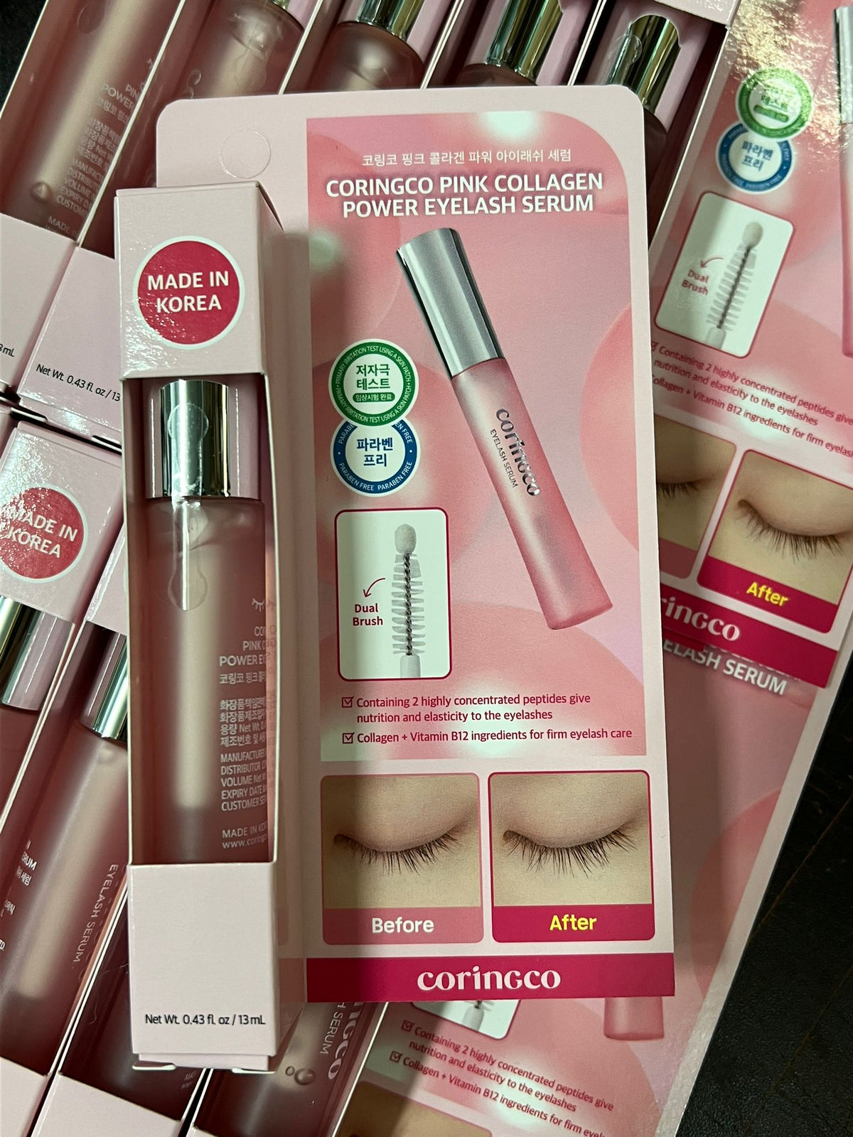 【24小時網站自助下單】現貨🌸韓國🇰🇷CORINGCO 粉色膠原蛋白+維生素B12睫毛精華液13ml | 落單後約3-5個工作天寄出 娉婷貿易公司 Exquisite Beauty Trading Company