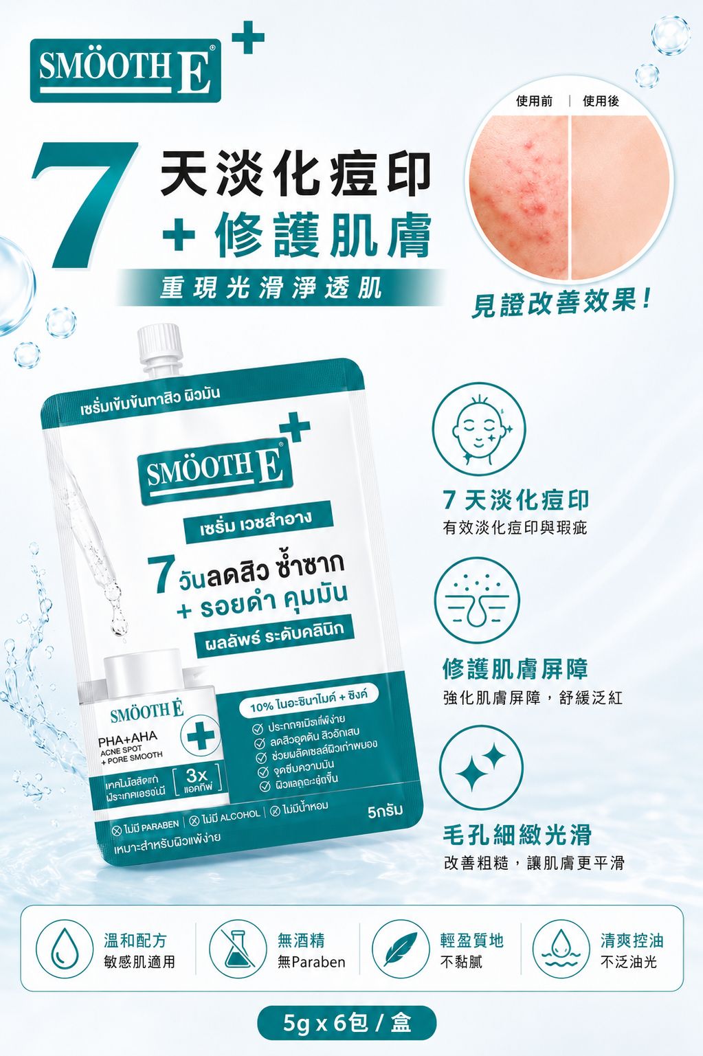 【24小時網站自助下單】🌸🇹🇭SMOOTH E PHA+AHA 痘印修護精華 💧7日淡化痘印｜修護肌膚屏障｜改善粗糙毛孔 | 預訂約2-3星期 娉婷貿易公司 Exquisite Beauty Trading Company