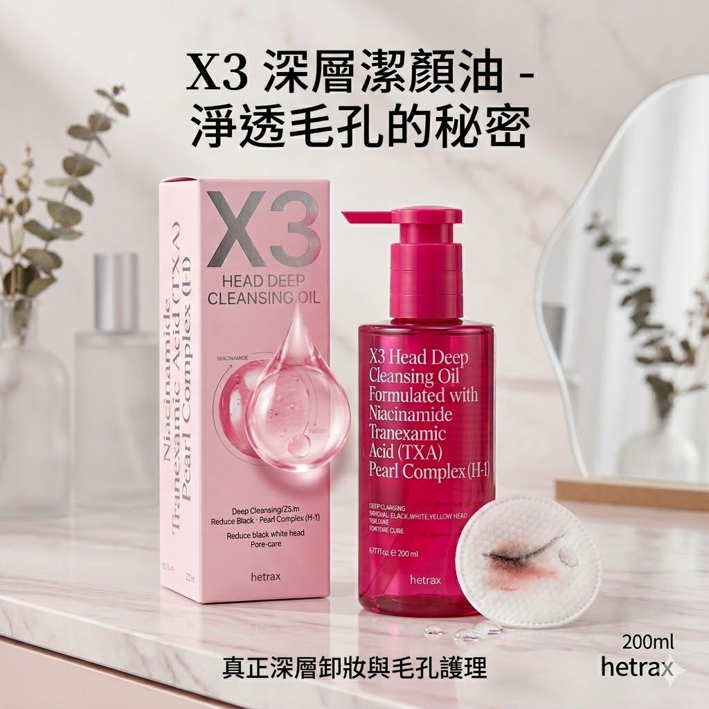 【24小時網站自助下單】現貨🌸Hetras X3 深層潔顏油 200ml —— 淨透毛孔與發光肌的秘密 | 落單後約3-5個工作天寄出 娉婷貿易公司 Exquisite Beauty Trading Company