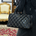 【24小時網站自助下單】🌸日本中古品代購 CHANEL 香奈兒黑色牛皮外縫線波士頓手提包大號托特包 做舊五金 有標無卡6開 | 預訂約2-3星期 娉婷貿易公司 Exquisite Beauty Trading Company