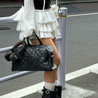 【24小時網站自助下單】🌸日本中古品代購 CHANEL 香奈兒黑金牛皮大logo手提保齡球大號 有標無卡8開 | 預訂約2-3星期 娉婷貿易公司 Exquisite Beauty Trading Company