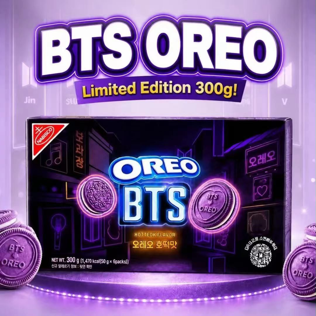 【24小時網站自助下單】🌸BTS粉絲尖叫🙀新品 💜韓國Oreo x BTS韓式糖餅味紫色夾心餅300g | 預訂約1-2星期 娉婷貿易公司 Exquisite Beauty Trading Company