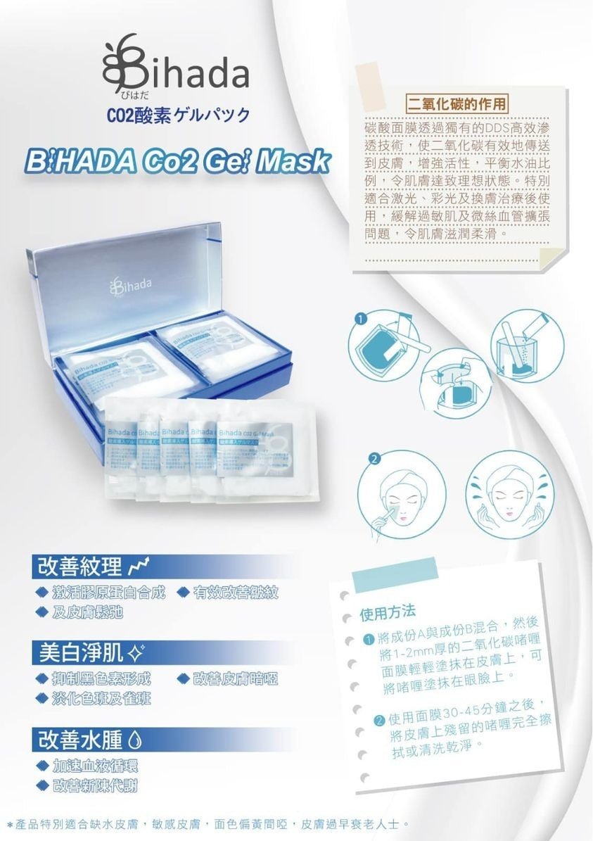 現貨🌸💞日本「BIHADA CO2 GEL MASK」碳酸面膜💞 （1盒10包） | 落單後約3-5個工作天寄出 娉婷貿易公司 Exquisite Beauty Trading Company