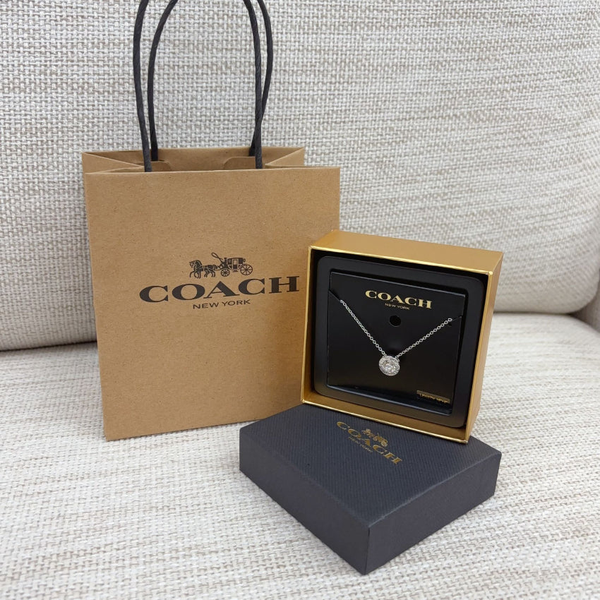 🌸🌟🌟COACH Open Circle Stone Strand Necklace 外圈Coach Logo閃鑽頸鏈(銀色) | 預訂約1-2星期 娉婷貿易公司 Exquisite Beauty Trading Company