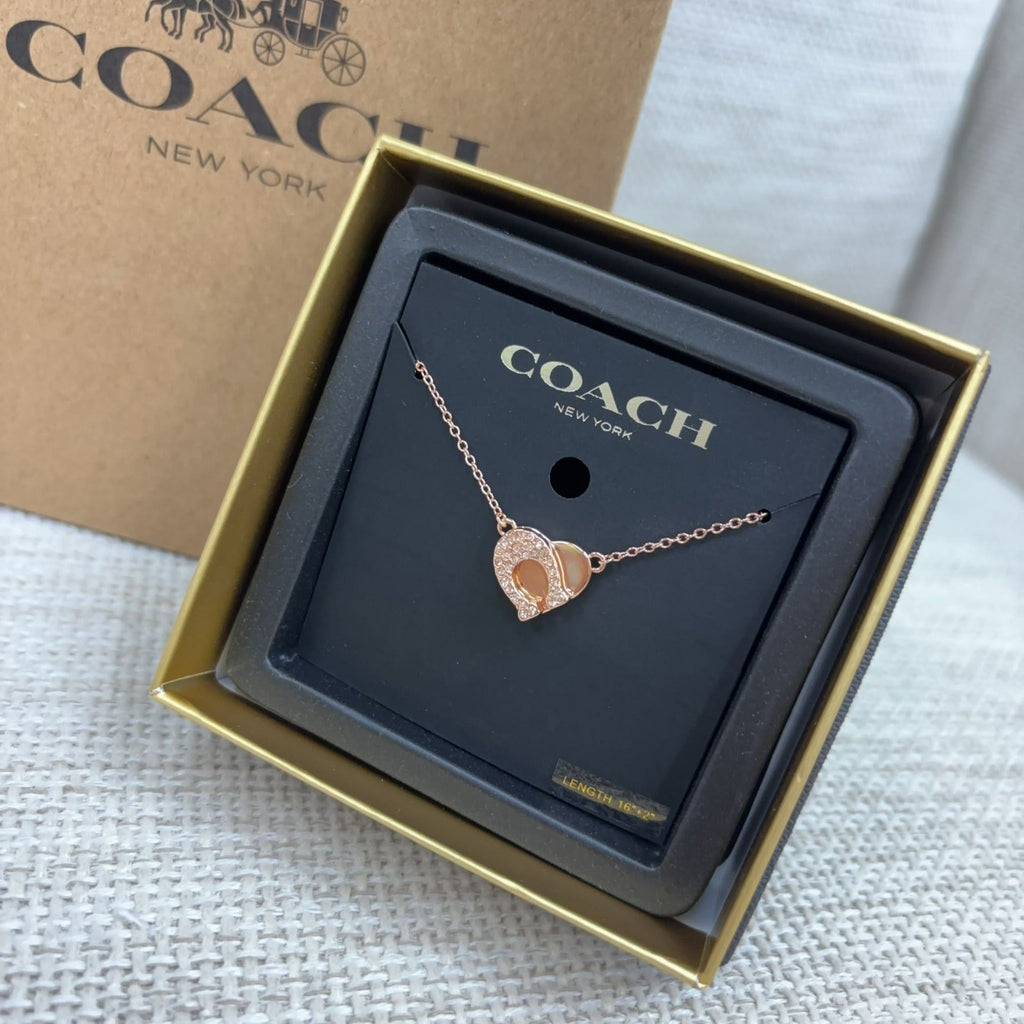 【24小時網站自助下單】🌸🌟🌟Coach 閃鑽玫瑰金心形頸鏈 | 預訂約1-2星期 娉婷貿易公司 Exquisite Beauty Trading Company