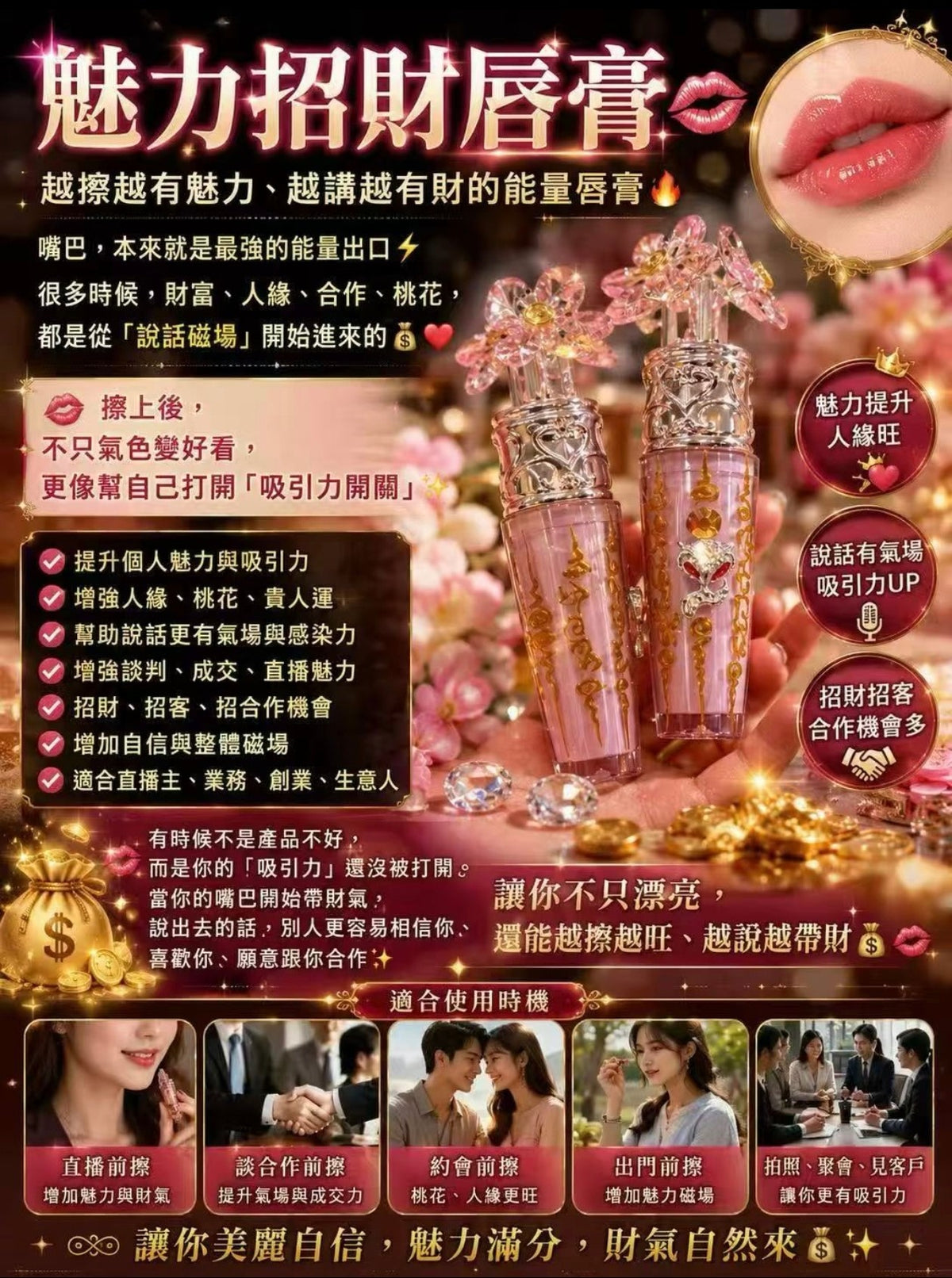 【24小時網站自助下單】♦️♦️師傅最後100支♦️♦️🌸💄💋「桃花魅力招財唇膏」💄💋【緊急通知🚨】魅力招財唇膏最後庫存！ | 預訂約2-3星期 娉婷貿易公司 Exquisite Beauty Trading Company